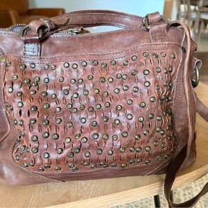 Frye Dark Brown Diana Stud Satchel Bag